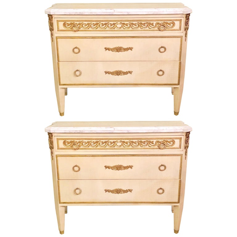 Hollywood Regency Maison Jansen Style Commodes or Nightstands a Pair For Sale