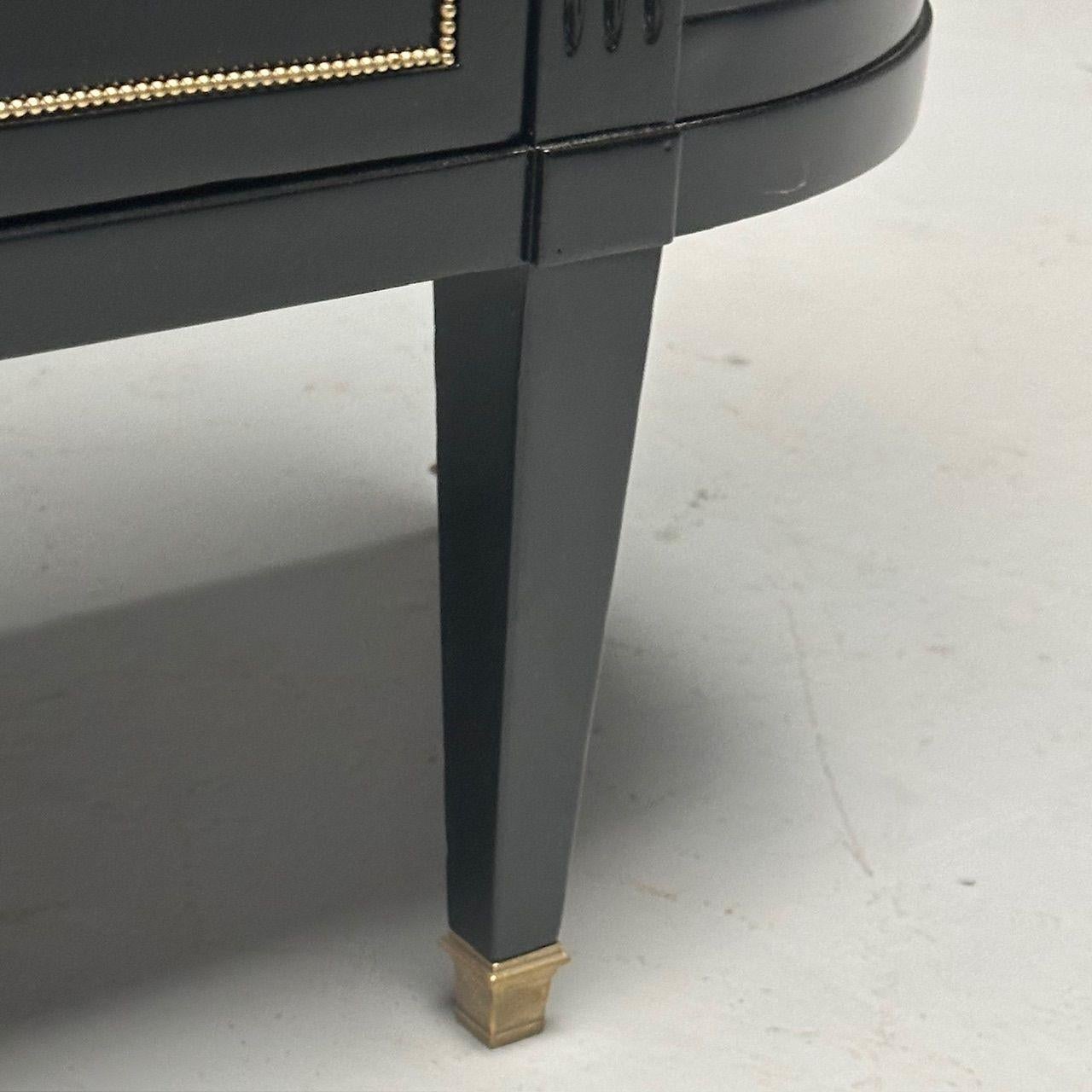 Hollywood Regency, Maison Jansen Style, Demilune Console, Black Lacquered Server 5