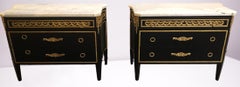 Hollywood Regency Maison Jansen Style Ebony Commodes, Cabinets or Nightstands