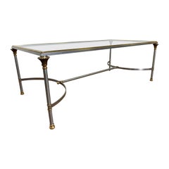 Hollywood Regency Maison Jansen Style Mixed Metal Coffee Table circa 1960s