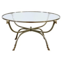 Runder Couchtisch im Hollywood-Regency-Stil von Maison Jansen im Hollywood-Regency-Stil mit Widder Monopodia