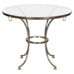 Vintage Hollywood Regency Maison Jansen Style Steel Bronze Center Circular Table