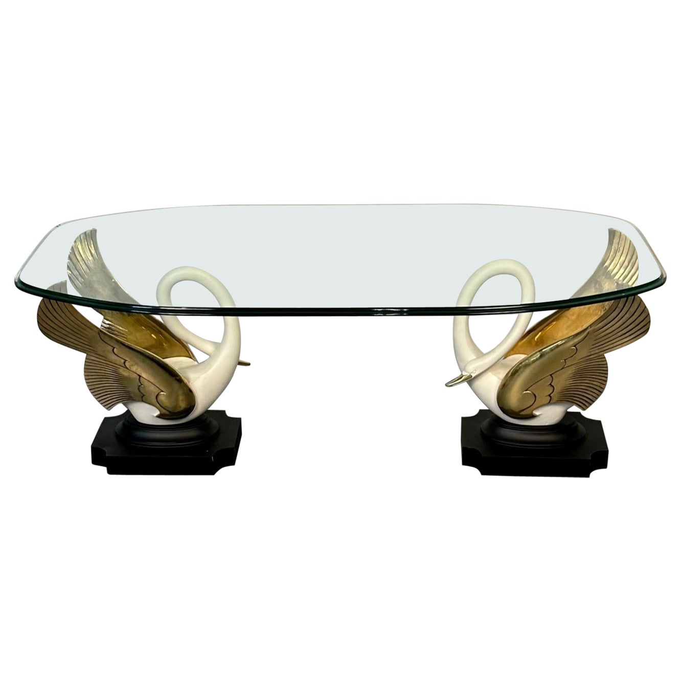 Hollywood Regency Maison Jansen Swan / Dove Coffee, Cocktail Table France 1970s