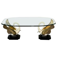 Hollywood Regency Maison Jansen Swan / Dove Coffee, Cocktail Table France 1970s