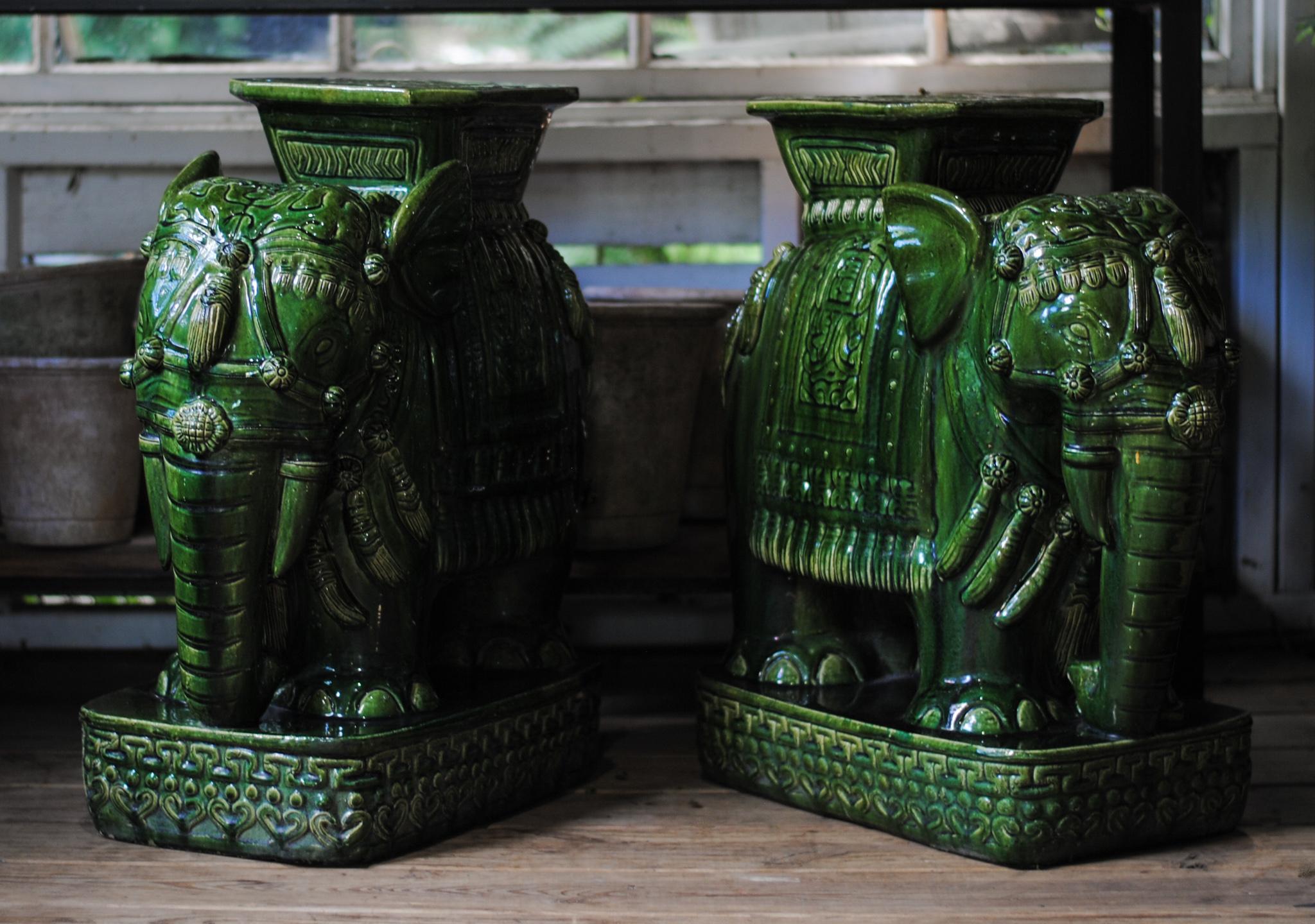 majolica elephant planter