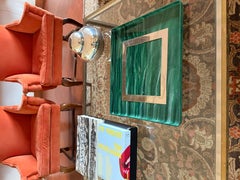 Hollywood regency malachite effect resin & brass tray, Italy 1970s