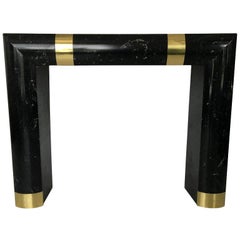 Retro Hollywood Regency Marble and Brass Fireplace Mantel