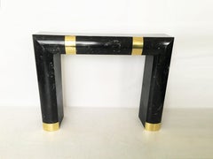 Hollywood Regency Marble and Brass Fireplace Mantle