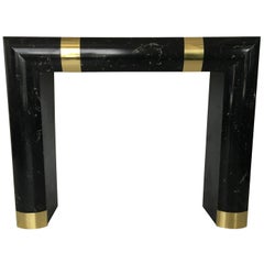Hollywood Regency Marble and Brass Fireplace Mantle