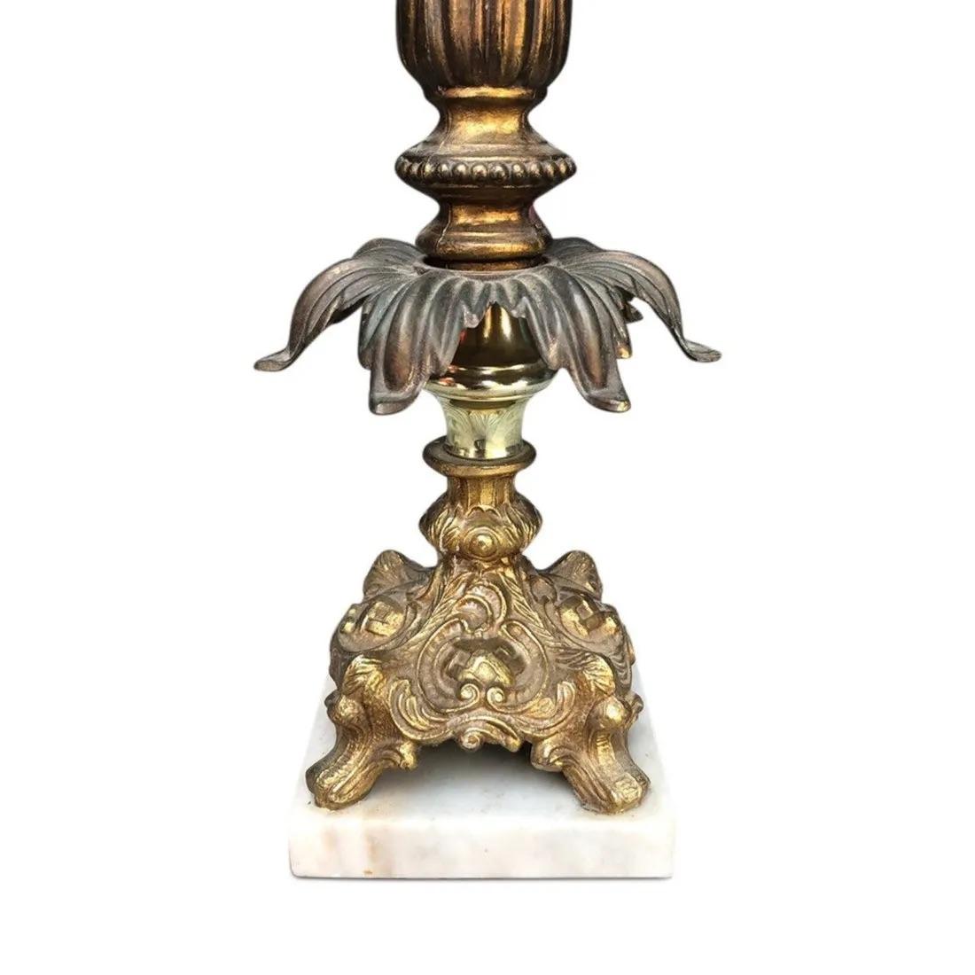 Mid-20th Century Hollywood Regency Marble and Brass Italian Candleholders Sticks For Sale