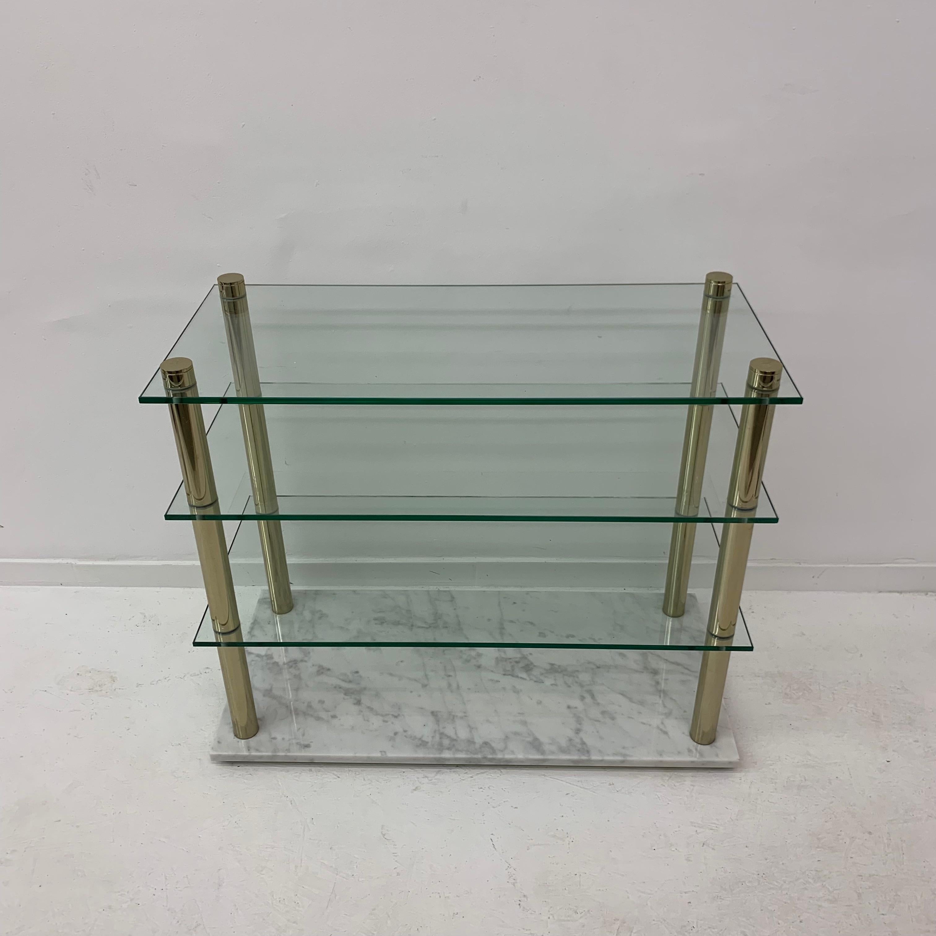 Mid-Century Modern Hollywood Regency Marble and Glass Cabinet, 1970s For Sale