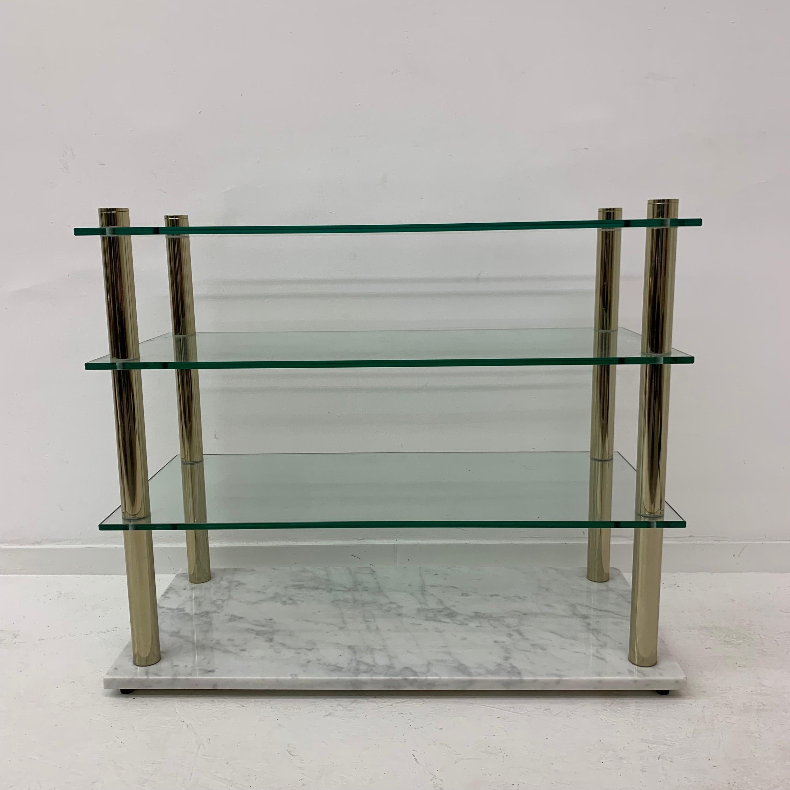 Italian Hollywood Regency Marble and Glass Cabinet, 1970s For Sale
