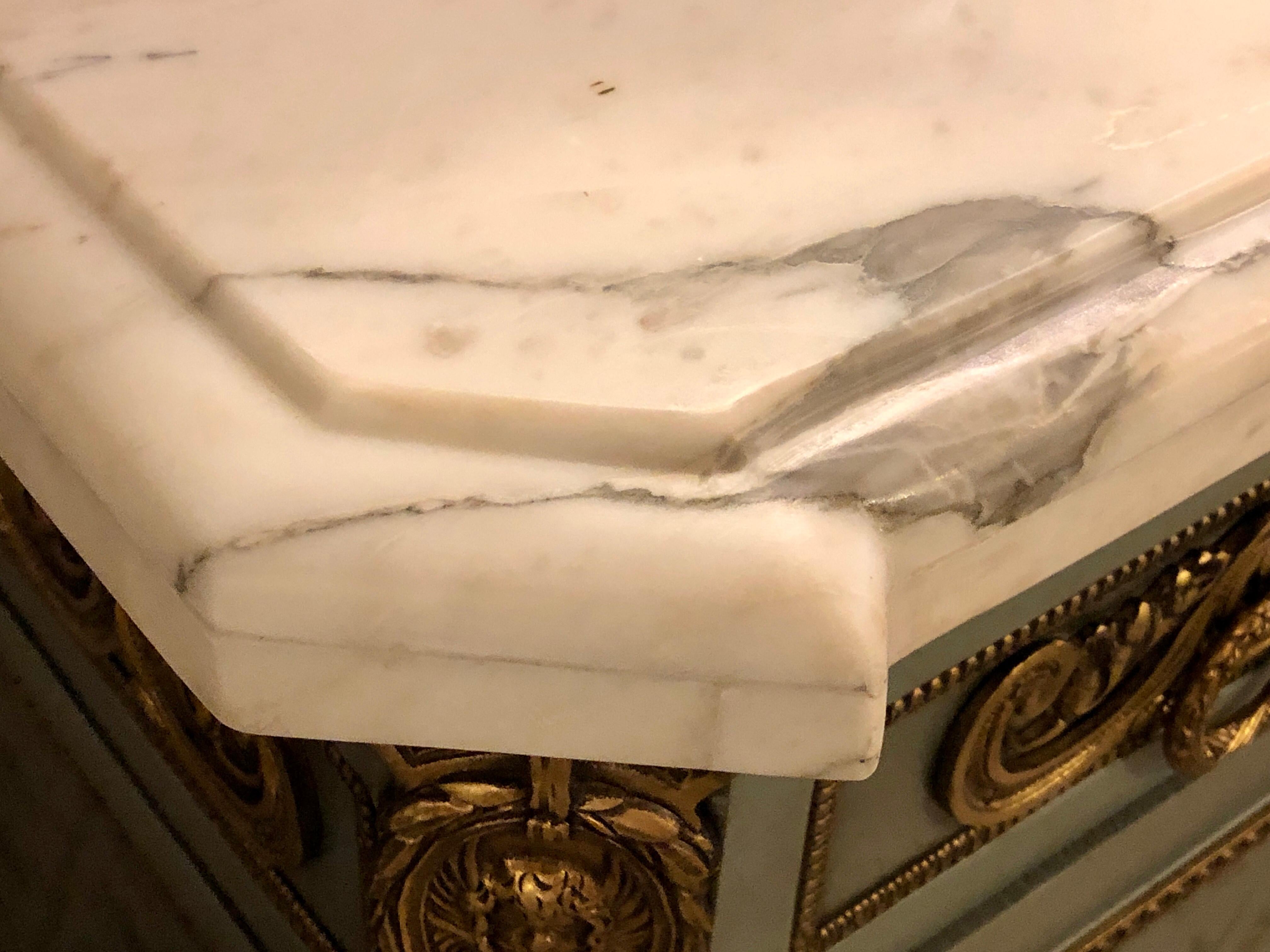 20th Century Hollywood Regency Marble-Top Commodes Chests Commode Nightstands Pair