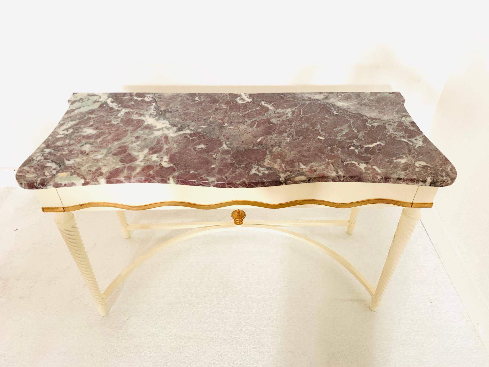 Hollywood Regency Marble-Top Console In Good Condition For Sale In New York, NY