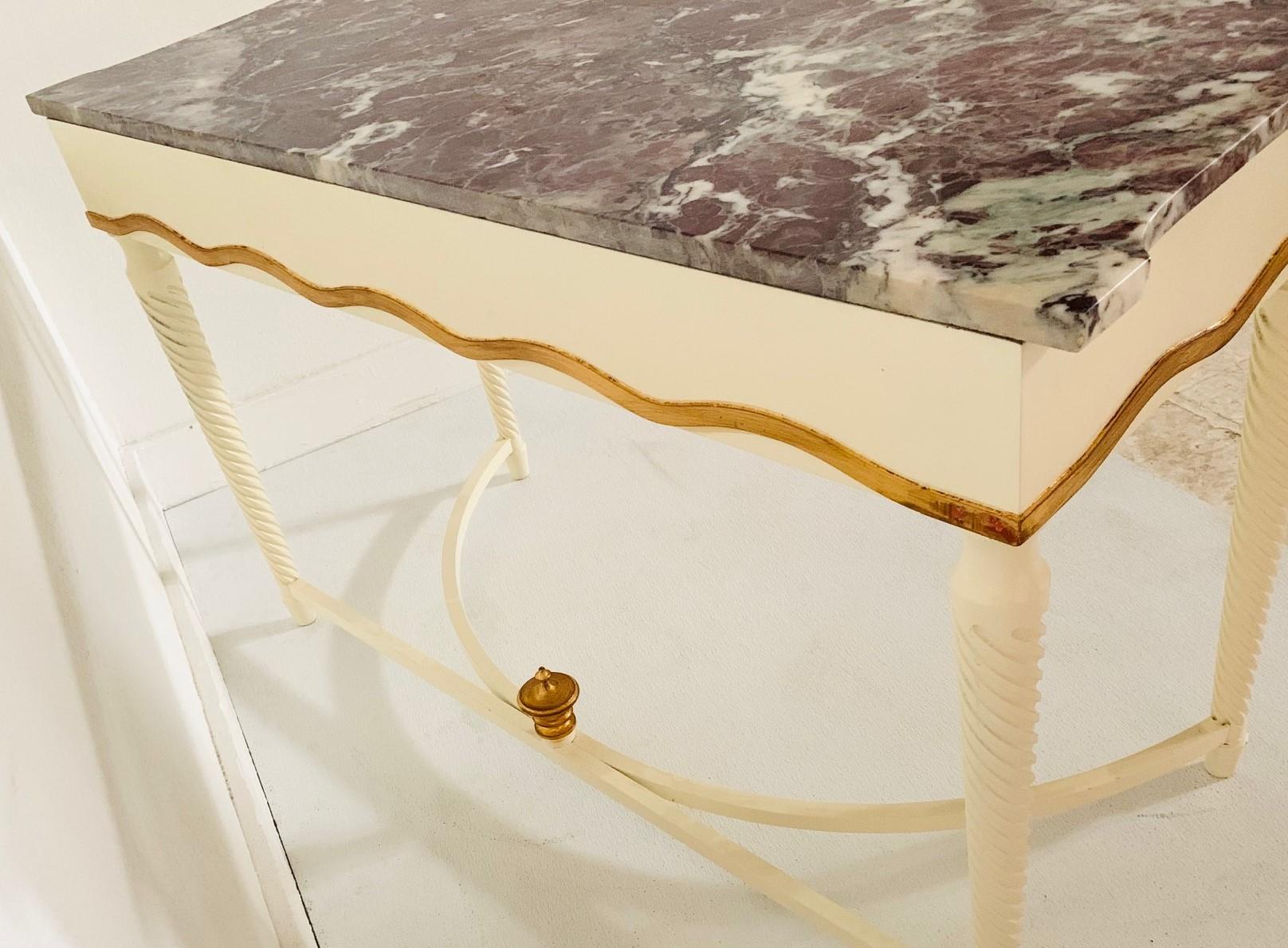 Mid-20th Century Hollywood Regency Marble-Top Console For Sale