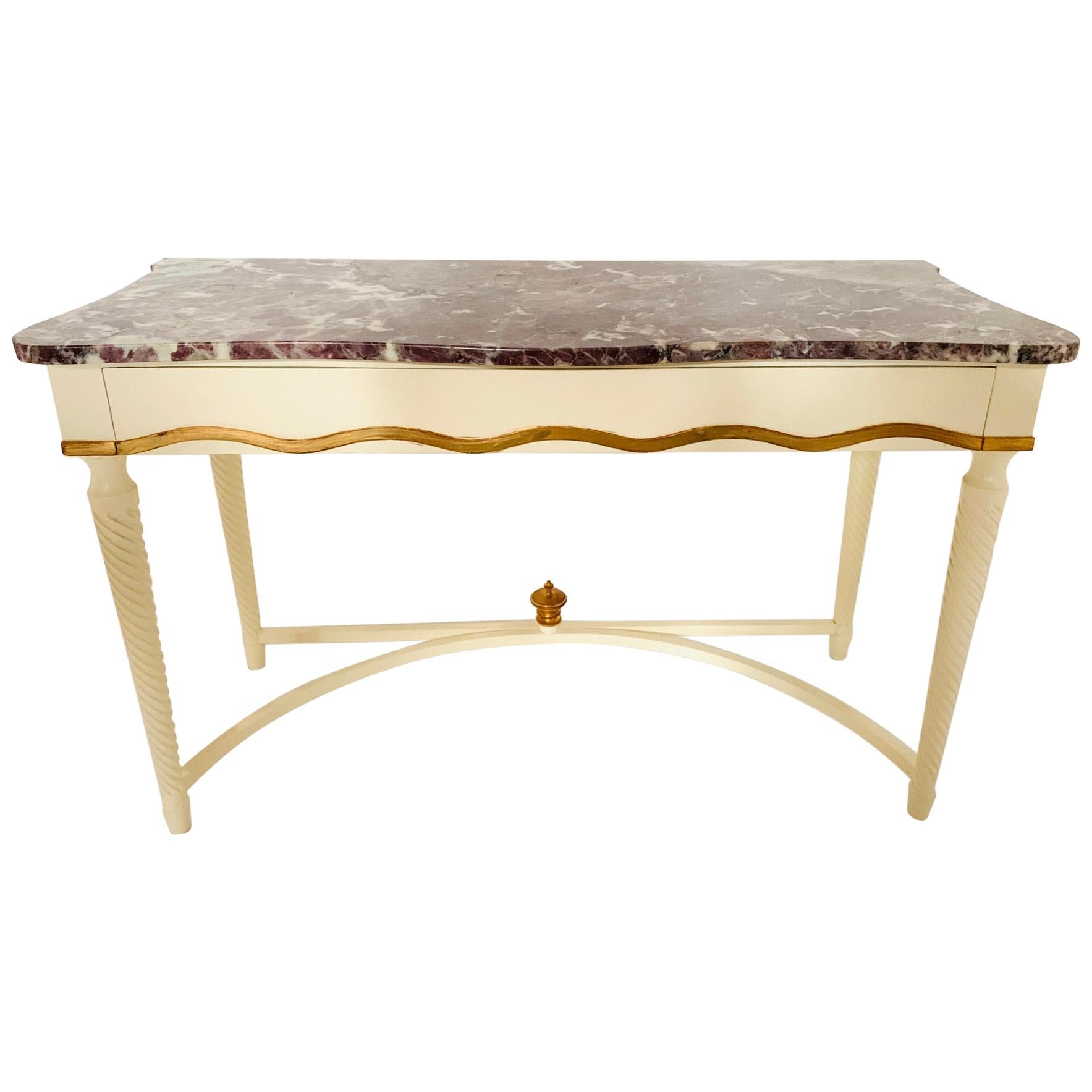 Hollywood Regency Marble-Top Console For Sale