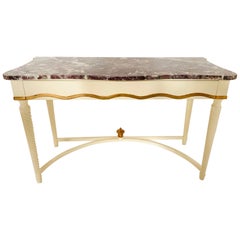 Vintage Hollywood Regency Marble-Top Console