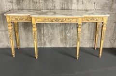 Hollywood Regency Marble Top Console / Sofa Table, Sideboard, Giltwood, Narrow