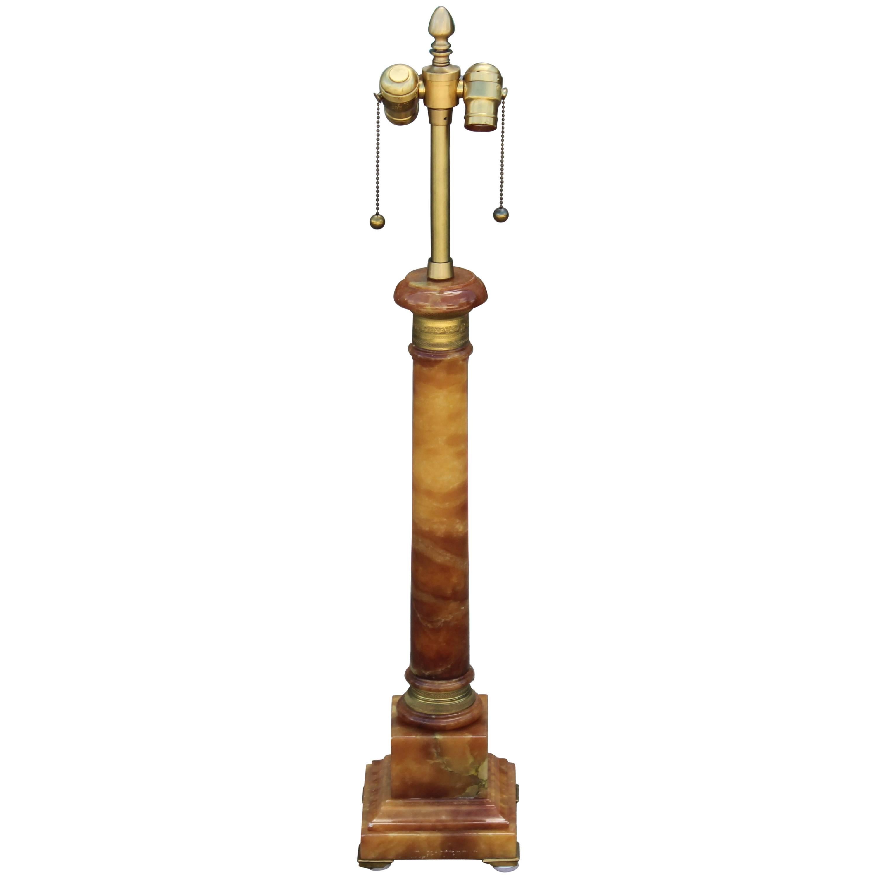 Hollywood Regency Marbro Onyx and Brass Table Lamp