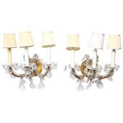 Hollywood Regency Maria Theresa Brass and Glass Sconces