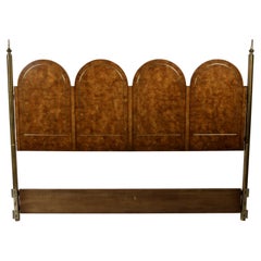 Vintage Hollywood Regency Mastercraft Amboyna Burl and Brass King Headboard, c. 1970s