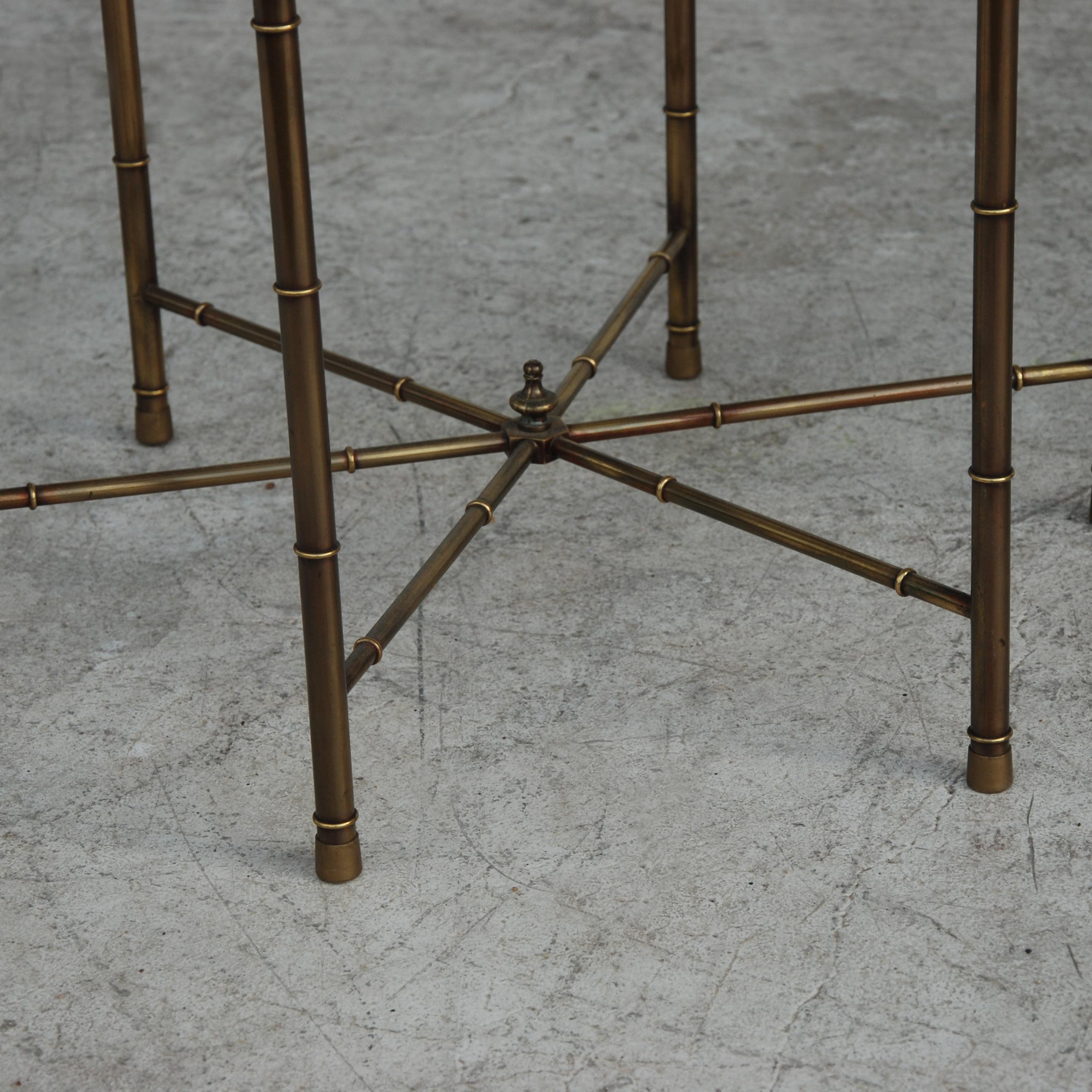 Hollywood Regency Mastercraft Brass Hexagon Side Tables 4