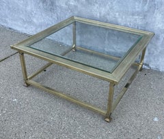 Hollywood Regency Mastercraft Tiered Brass & Glass Coffee Table, 1970's