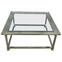 Hollywood Regency Mastercraft Tiered Brass & Glass Coffee Table, 1970's