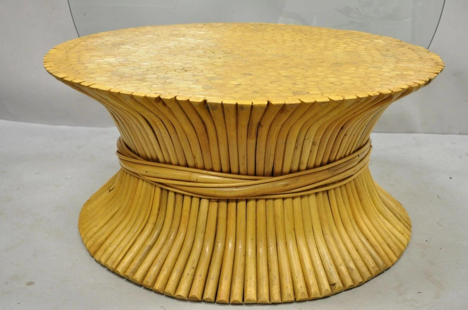 20th Century Hollywood Regency McGuire Style Sheaf of Wheat Bamboo 48
