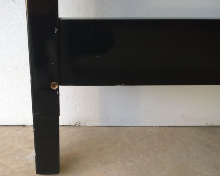 Hollywood Regency Pair of Twin Gilt Metal and Lacquered Black Wood