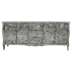 Hollywood Regency Med. Hammered White Bronze Floral Credenza – Louise