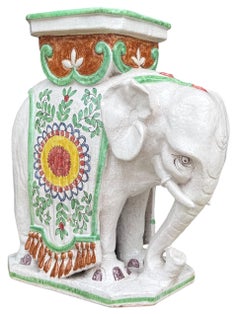 Hollywood Regency Meiselman Imports Terracotta Elephant Garden Stool Side Table