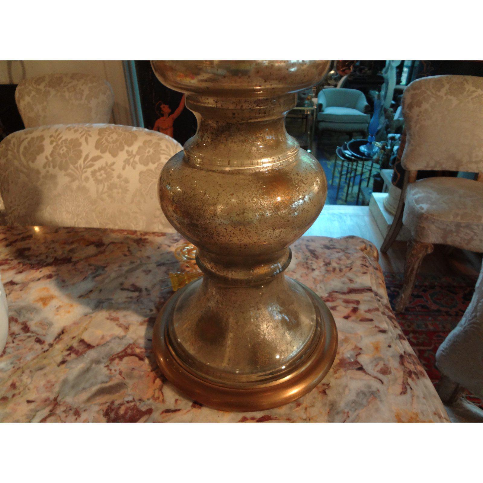 Hollywood Regency Mercury Glass Lamp In Good Condition In Houston, TX
