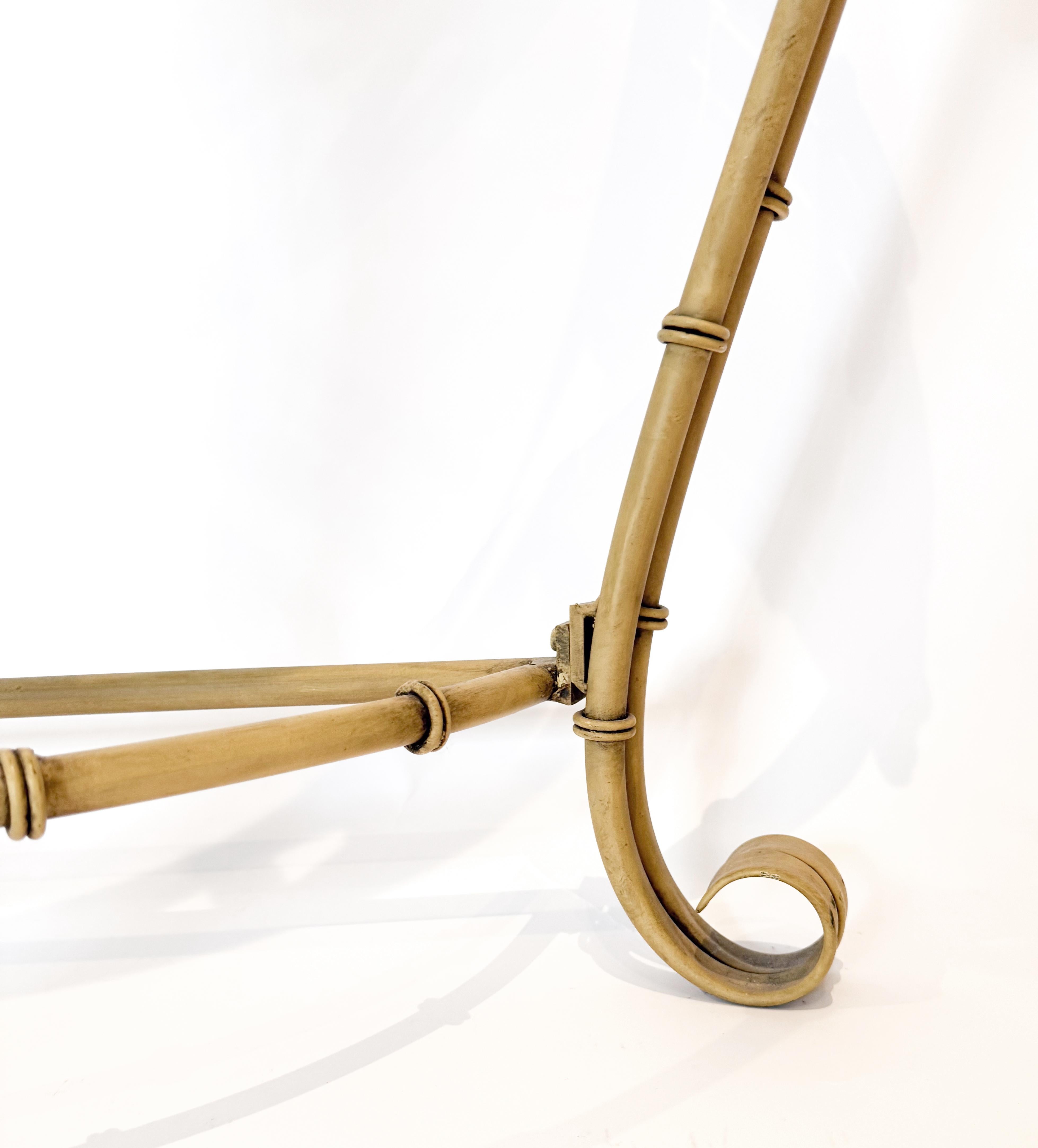 20th Century Hollywood Regency Metal Faux Bamboo Demi-lune Console Table and Mirror For Sale