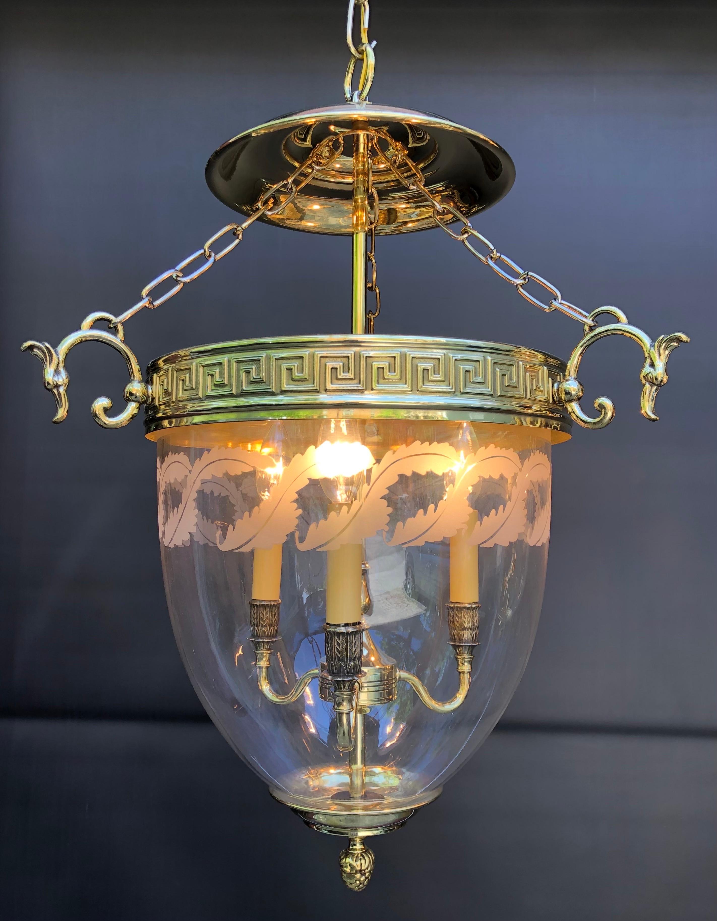 American Hollywood Regency Mid 20th Century Bell Jar Lantern For Sale