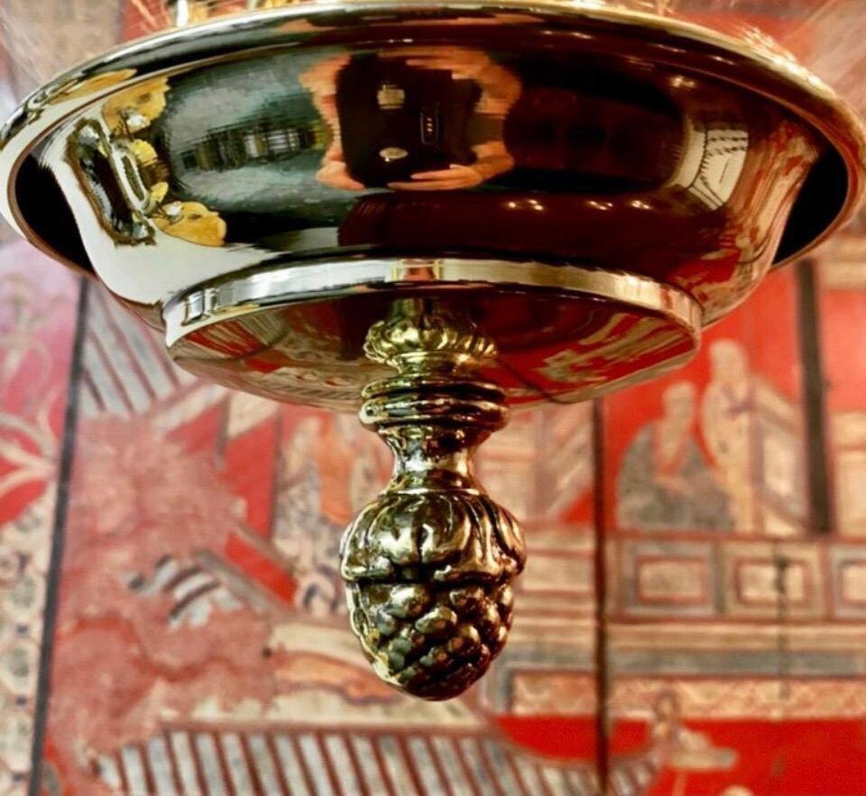 Brass Hollywood Regency Mid 20th Century Bell Jar Lantern For Sale