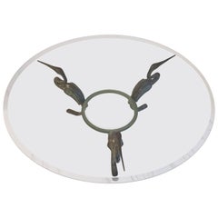 Hollywood Regency Mid Century Bronze Heron Table