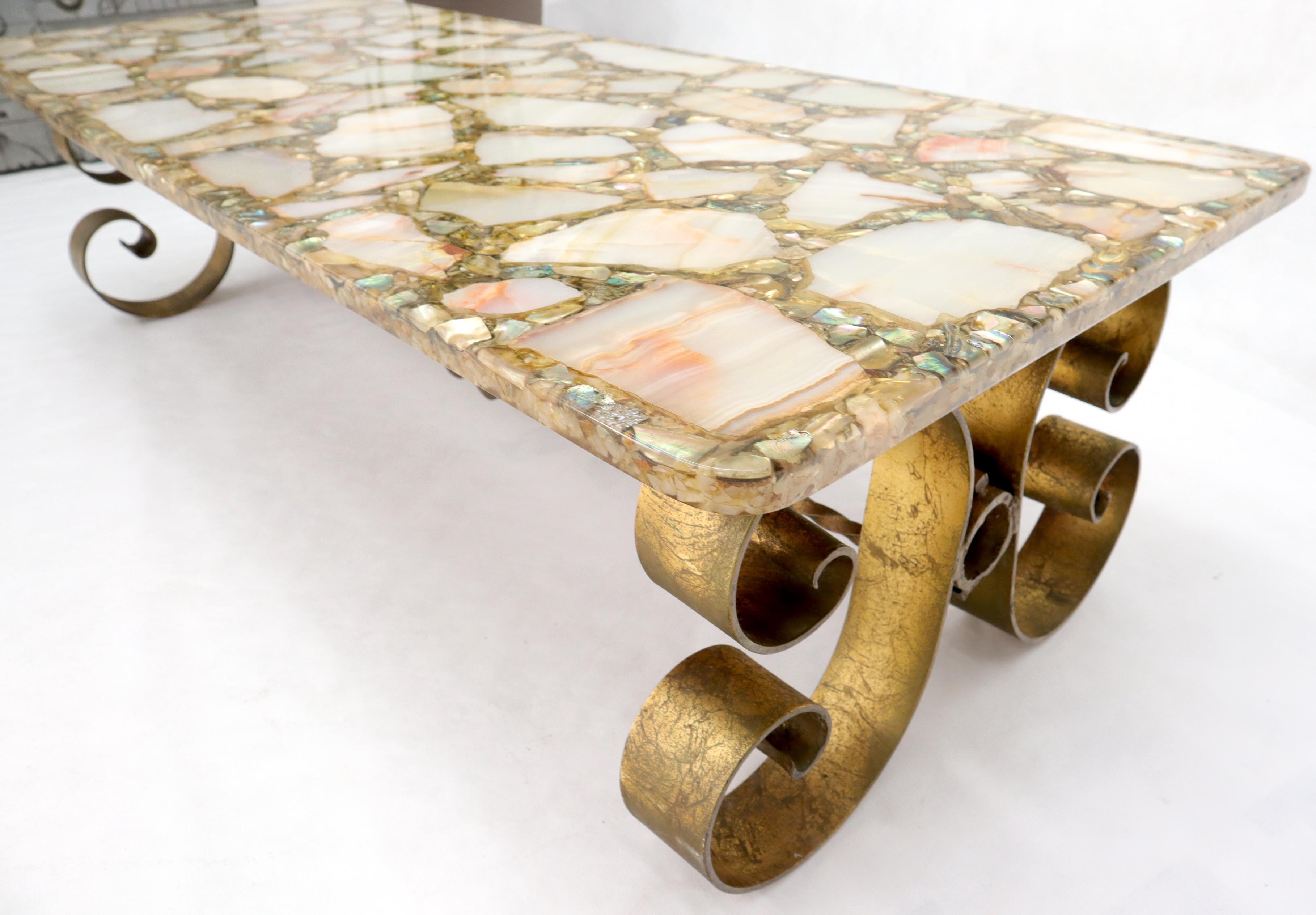 Hollywood Regency Mid-Century Modern Abalone and Onyx Molded-Top Coffee Table 1