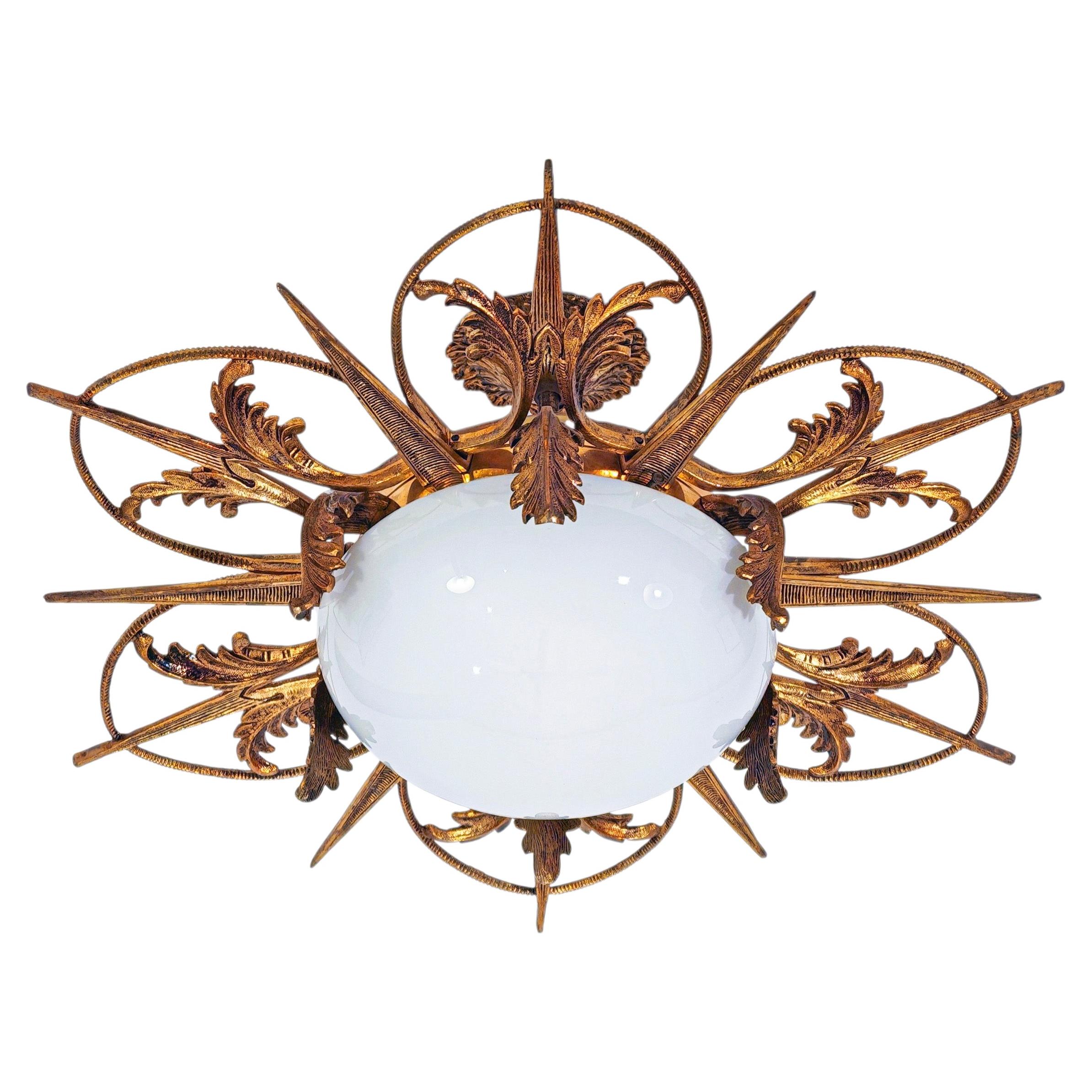 Hollywood Regency. Montatura da incasso in bronzo dorato, Spagna, anni '50