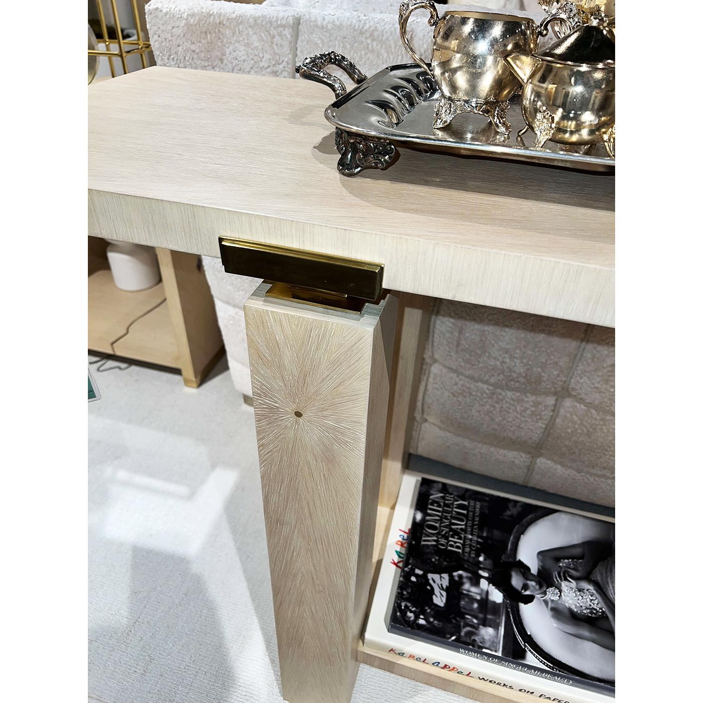Contemporary Hollywood Regency Minimalist Console – Light Finish For Sale