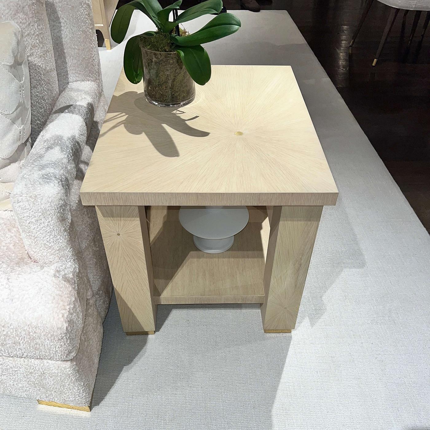 Hollywood Regency Minimalist End Table - Light Finish In New Condition For Sale In Westwood, NJ