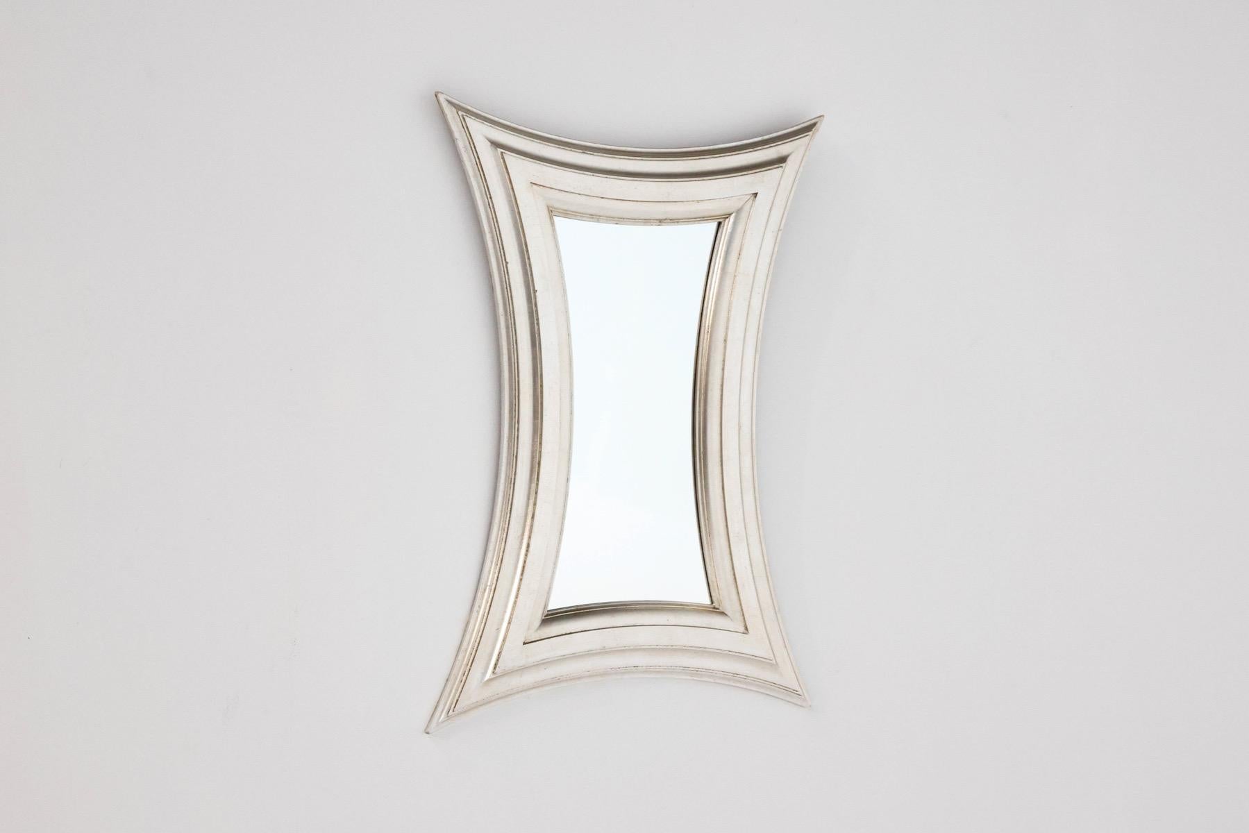 Specchio Hollywood Regency con cornice in metallo, rettangolo organico decostruito, 1940 in vendita 1