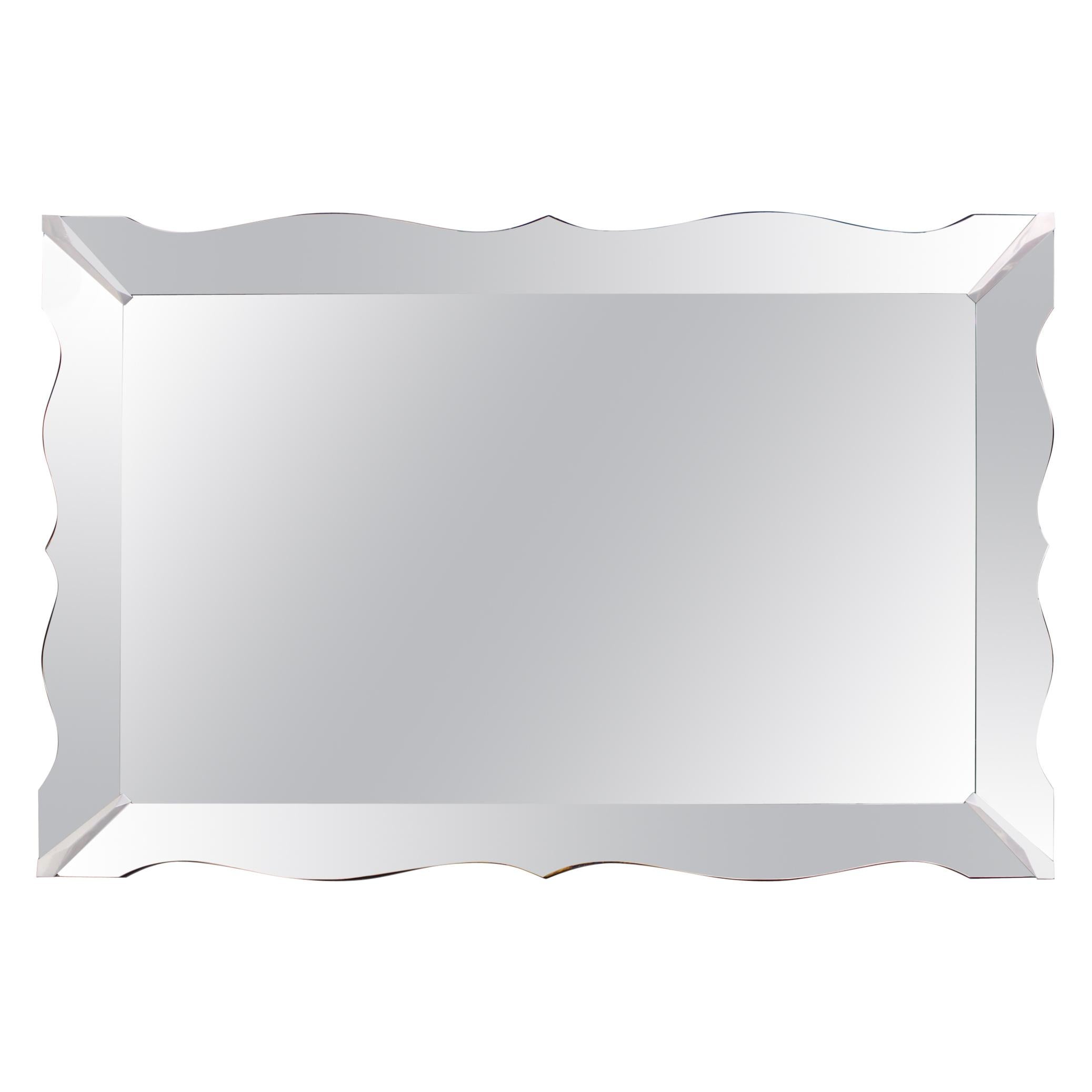 Hollywood Regency Mirror With Scalloped Border