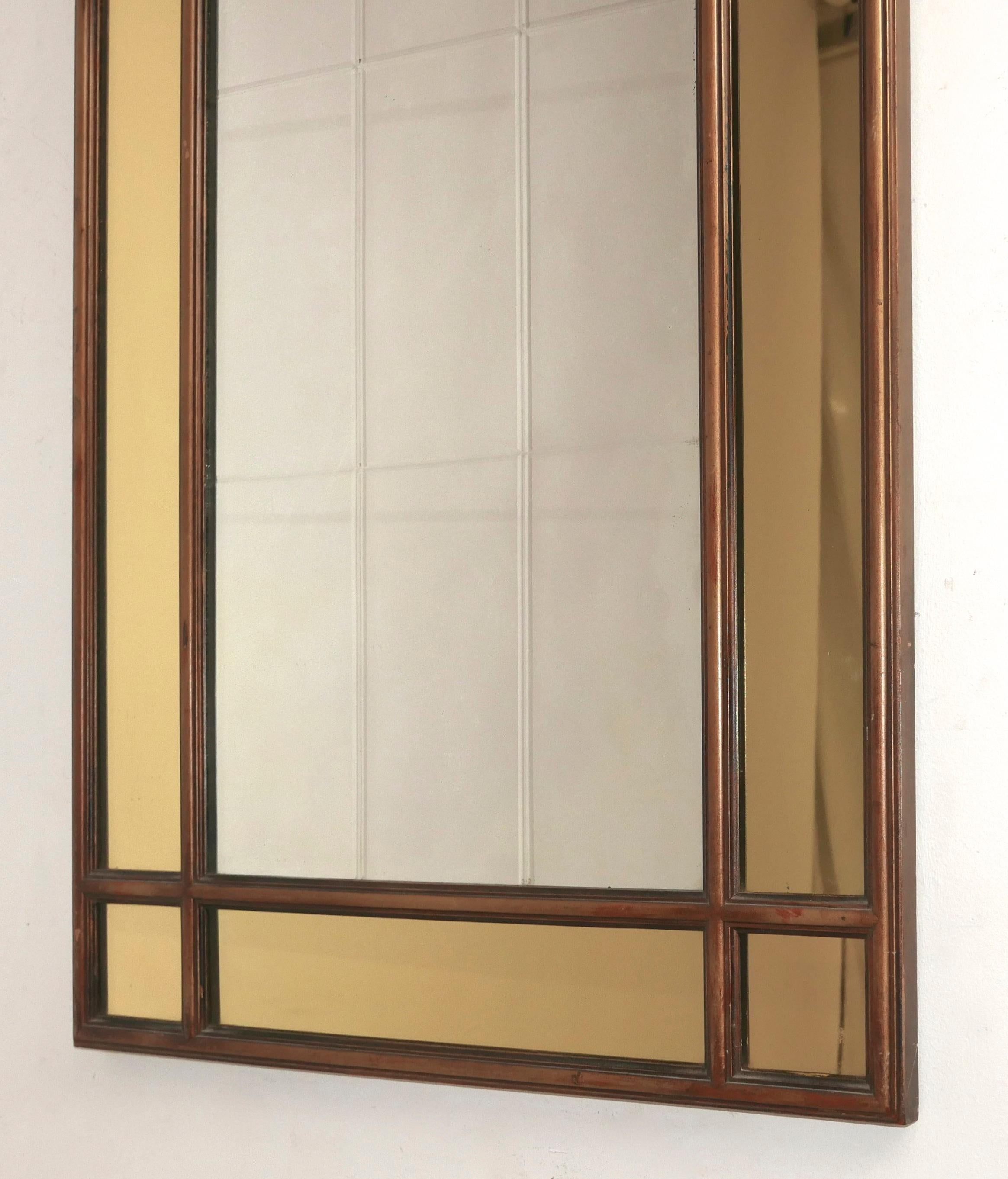 American Hollywood Regency Mirror with Yellow Tinted Border