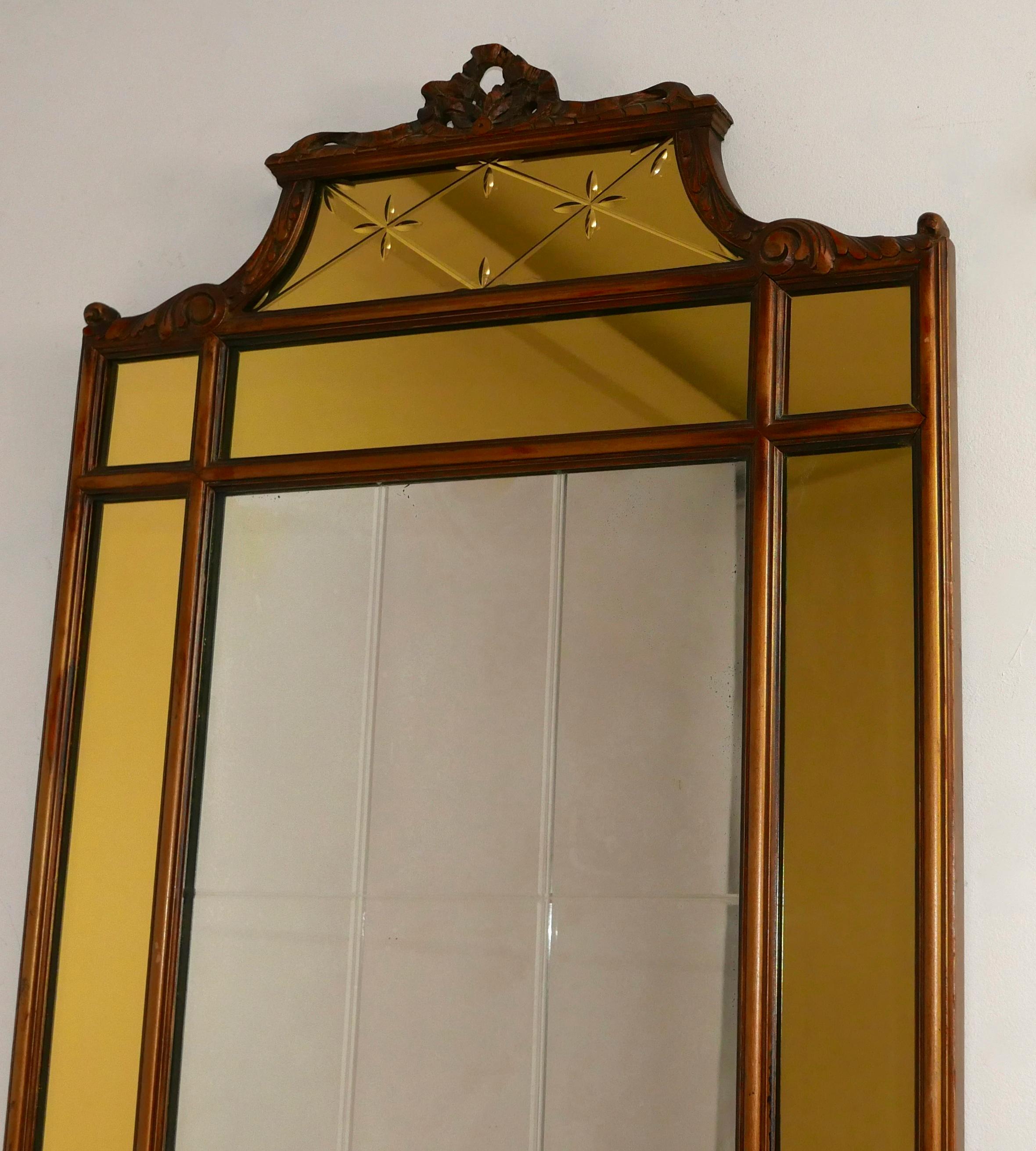 Gilt Hollywood Regency Mirror with Yellow Tinted Border