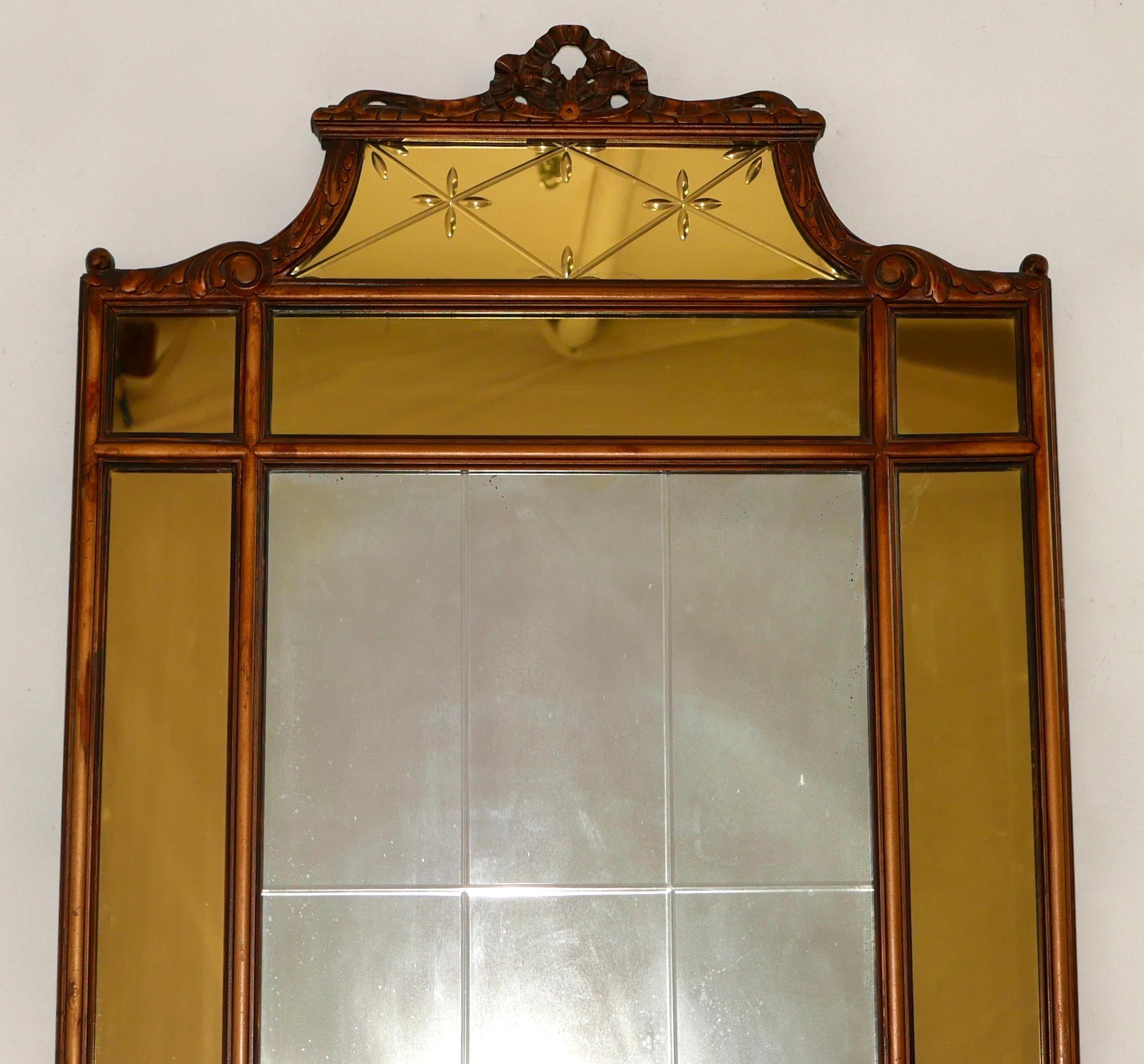 Hollywood Regency Mirror with Yellow Tinted Border In Good Condition In San Francisco, CA