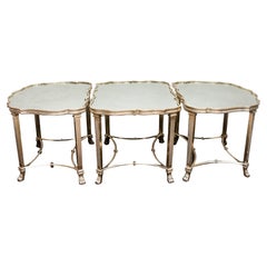 Antique Hollywood Regency Mirrored Coffee Table Set