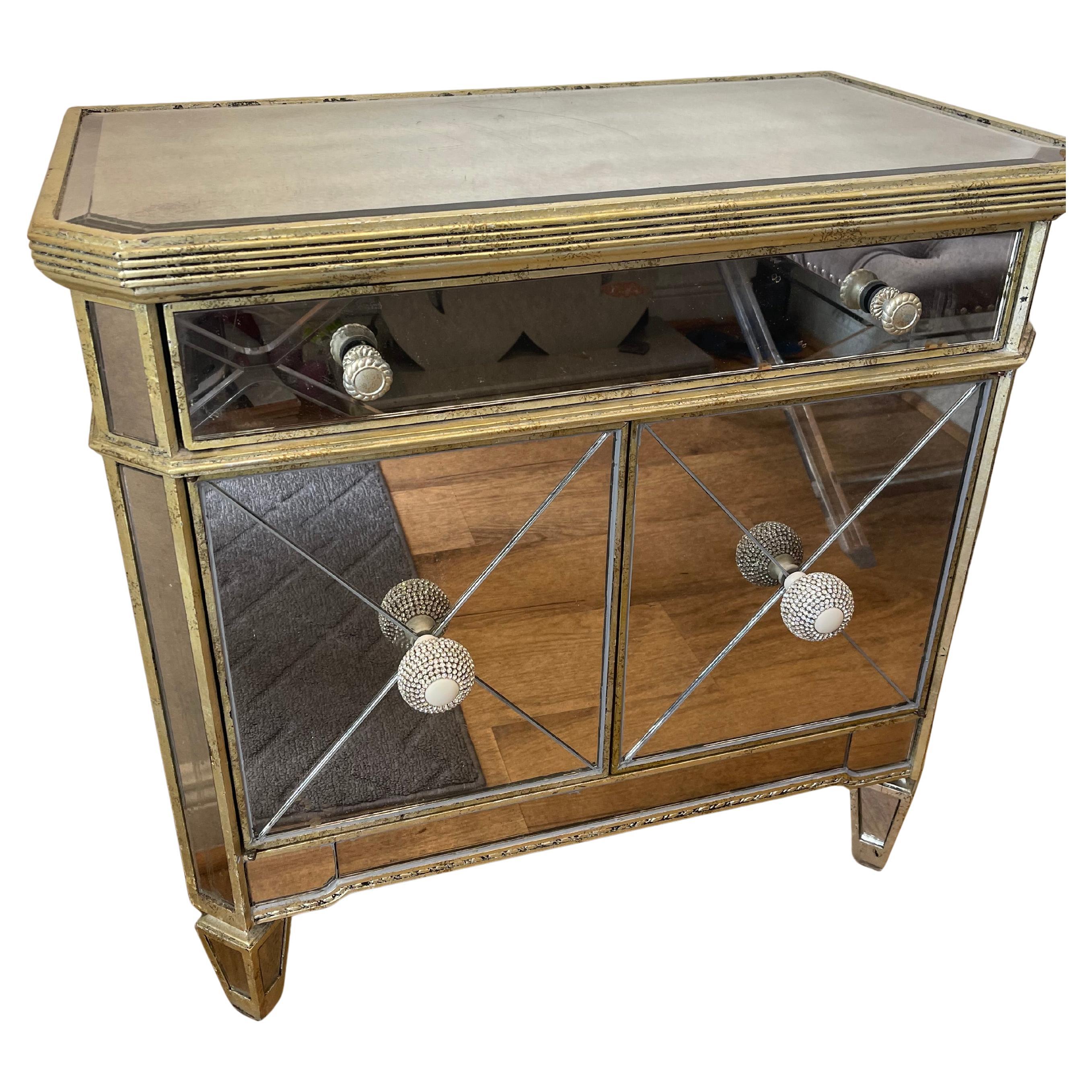 Hollywood Regency Mirrored Commode For Sale