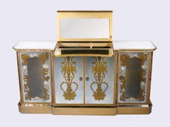 Hollywood Regency Mirrored Eglomise Bar / Credenza / Server