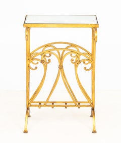 Hollywood Regency Mirrored Gilt Brass Side Table